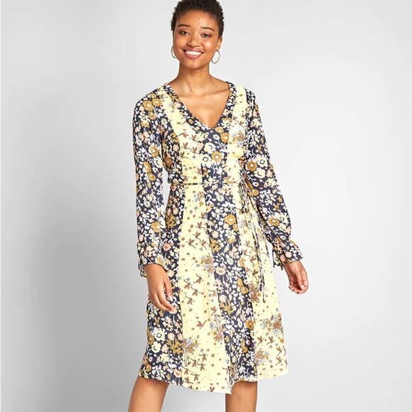 NWT ModCloth Unique Persona 70’s Inspired MIDI Dress Sz 8 - Picture 1 of 6